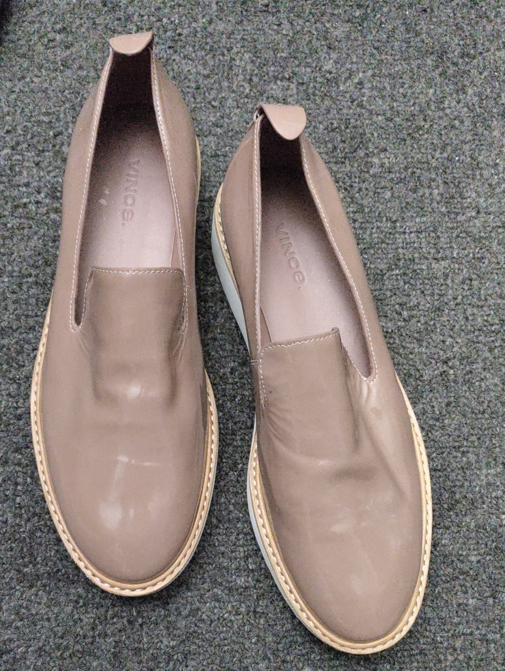 Vince Taupe Leather Slip-On Loafers